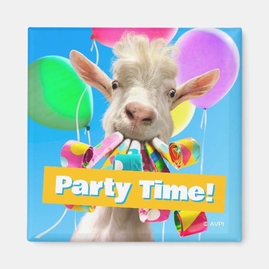 Goat with Party Blowers Magneet (Voorkant)