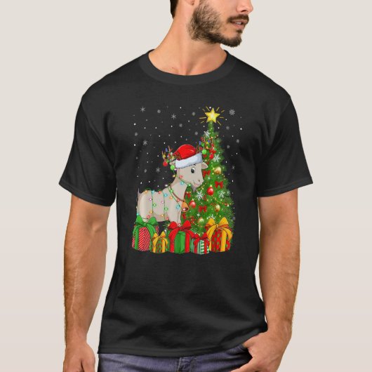 Goat  Xmas Holiday Santa Goat Christmas Tree T-shirt (Voorkant)