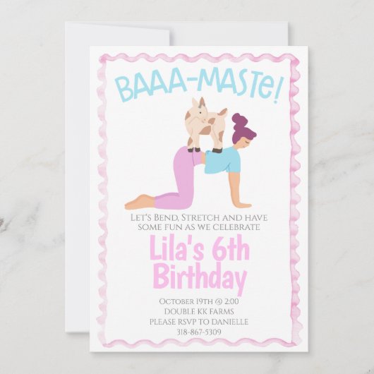 Goat Yoga Birthday Invitation Kaart (Voorkant)