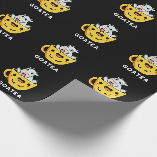 Goatea Funny Goat Tea Pun Dark BG Cadeaupapier (Hoek)