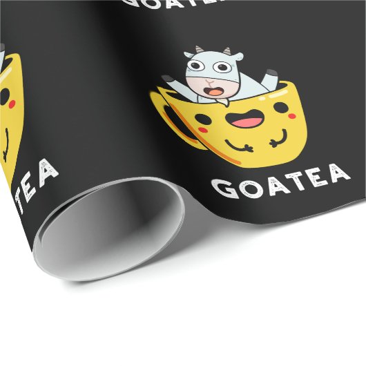 Goatea Funny Goat Tea Pun Dark BG Cadeaupapier (Rol Hoek)