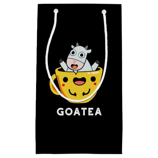 Goatea Funny Goat Tea Pun Dark BG Klein Cadeauzakje (Voorkant)