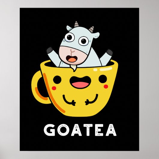 Goatea Funny Goat Tea Pun Dark BG Poster (Voorkant)