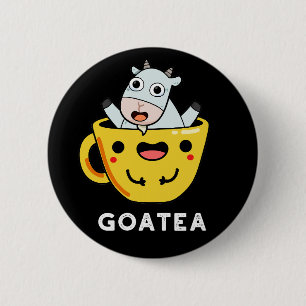 Goatea Funny Goat Tea Pun Dark BG Ronde Button 5,7 Cm