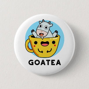 Goatea Funny Goat Tea Pun Ronde Button 5,7 Cm
