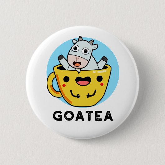 Goatea Funny Goat Tea Pun Ronde Button 5,7 Cm (Voorkant)