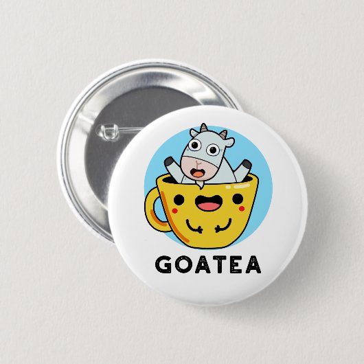 Goatea Funny Goat Tea Pun Ronde Button 5,7 Cm (Voorkant /achterkant)