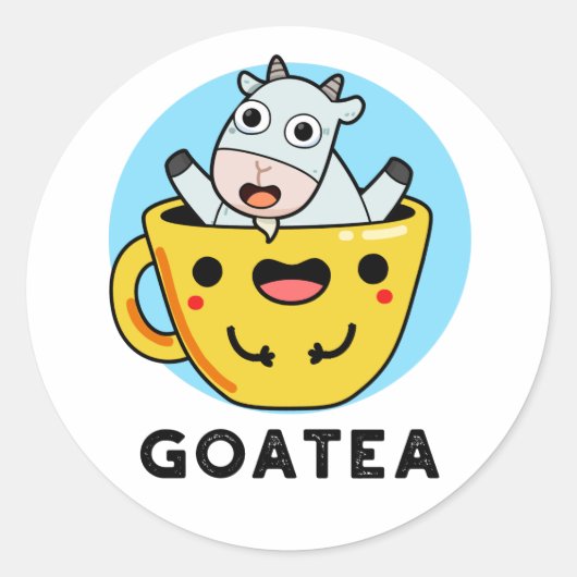 Goatea Funny Goat Tea Pun Ronde Sticker (Voorkant)