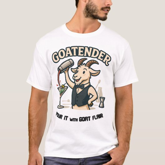 Goatender Funny Goat Bartender Pun Design T-shirt (Voorkant)