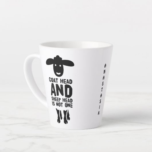 Goatenkop schaafkop Funny Quote met zwarte tekst Latte Mok (Linkerhoek)