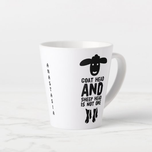 Goatenkop schaafkop Funny Quote met zwarte tekst Latte Mok (Rechterhoek)
