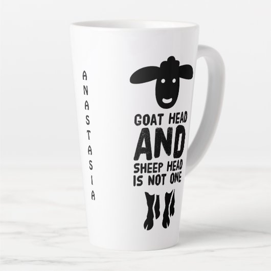 Goatenkop schaafkop Funny Quote met zwarte tekst Latte Mok (Rechterhoek)