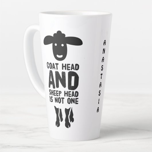 Goatenkop schaafkop Funny Quote met zwarte tekst Latte Mok (Linkerhoek)