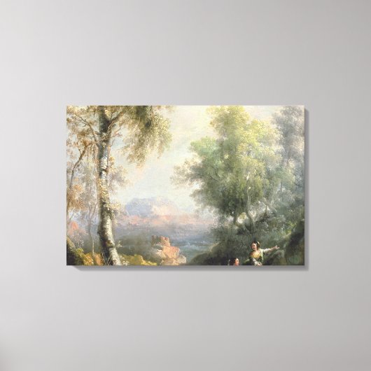Goatherds in bergachtig Spaans landschap Canvas Afdruk (Voorkant)