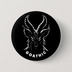 Goathic   Gotische woordspeling   Satanische geit Ronde Button 5,7 Cm