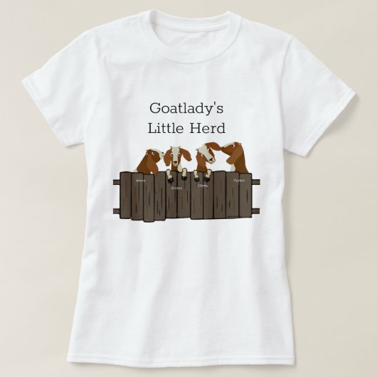 Goatladys Little Goat Herd 4 Goats T-shirt (Design voorkant)