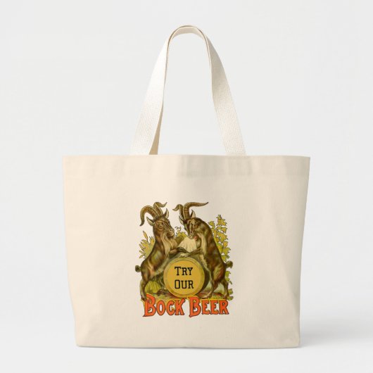 Goats Bock Beer Adverteren Grote Tote Bag (Voorkant)