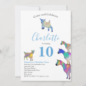 Goats Boerderij Animal 10th Birthday Party Blauw Kaart (Voorkant)