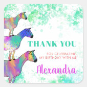 Goats Boerderij Animal Birthday Party Bedankt Vierkante Sticker (Voorkant)