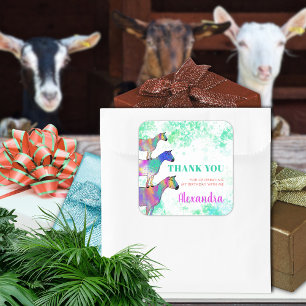 Goats Boerderij Animal Birthday Party Bedankt Vierkante Sticker