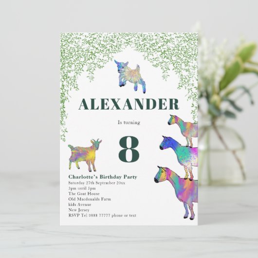 Goats Boerderij Dier 8e Verjaardagsfeestje Kaart (Staand voorkant)