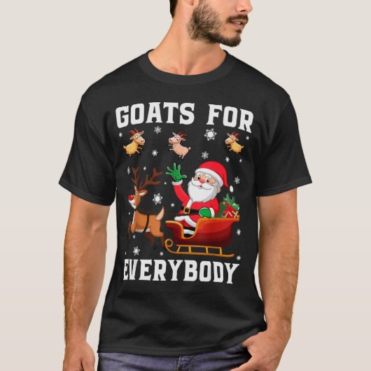 Goats For Everybody Santa Sleigh Funny Christmas G T-shirt (Voorkant)