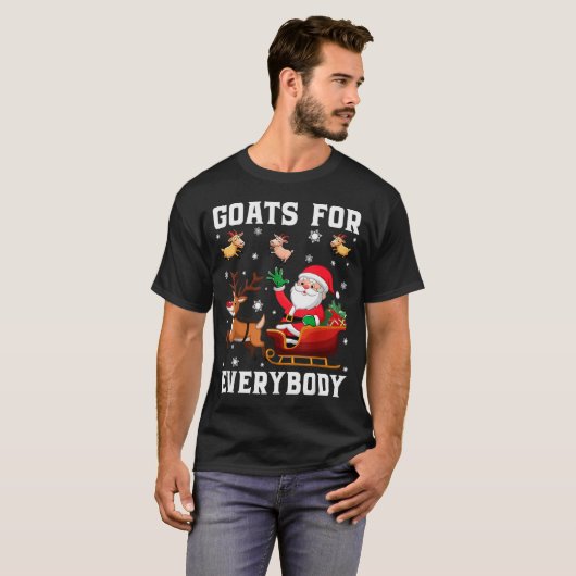 Goats For Everybody Santa Sleigh Funny Christmas G T-shirt (Voorkant volledig)