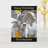 Goats Personalised Happy Birthday Art Card Kaart (Gele Bloem)
