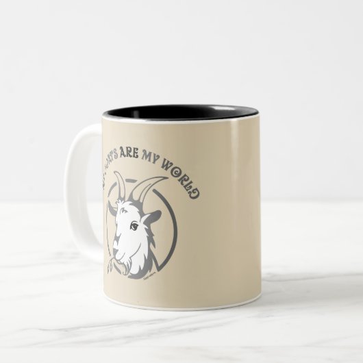 GOATS ZIJN MIJN WERELD | TotaalGoatally™ Tweekleurige Koffiemok (Voorkant links)