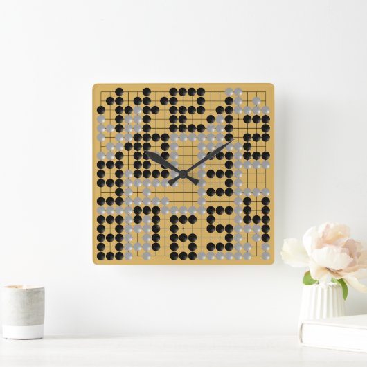 Goban Clock - 1-12 (Black and White Stones) Vierkante Klok (Huis)