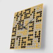 Goban Clock - 1-12 (Black and White Stones) Vierkante Klok (Hoek)