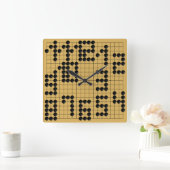 Goban Clock - 1-12 (Black Stones) Vierkante Klok (Huis)