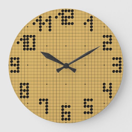 Goban Clock - Black Stones - 1-12 Grote Klok (Voorkant)