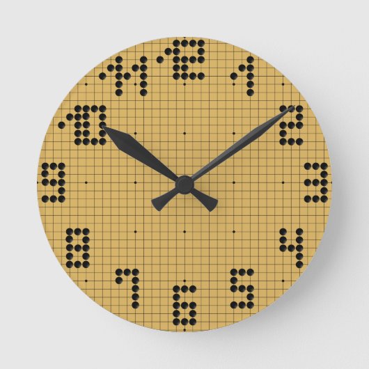Goban Clock - Black Stones - 1-12 Ronde Klok (Voorkant)