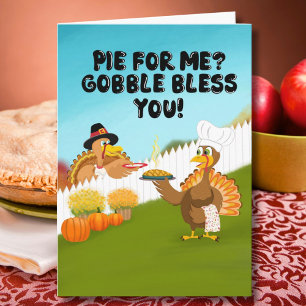 gobbel zegene u grappige turkse Thanksgiving Kaart