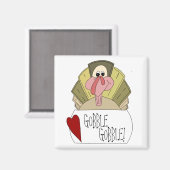 Gobble Cartoon Turkije Magneet (Voorkant / Achterkant)