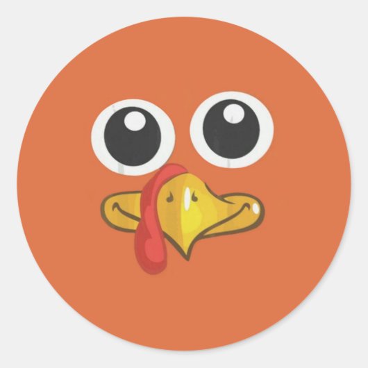 Gobble Cute Turkey Thanksgiving Ronde Sticker (Voorkant)