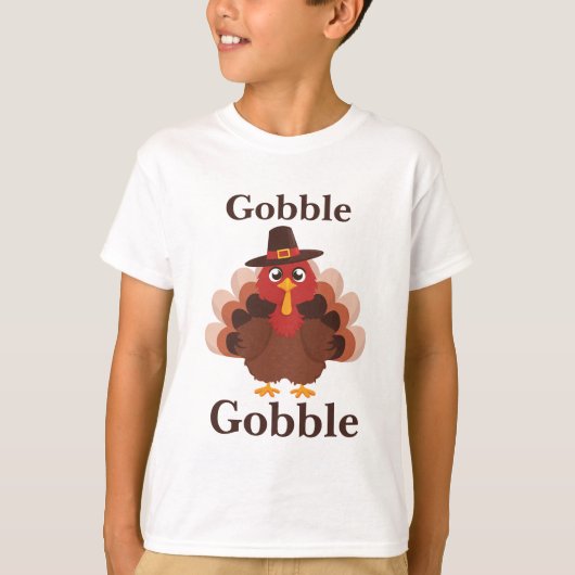 Gobble Cute Turkey Thanksgiving T-shirt (Voorkant)