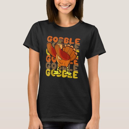 Gobble Dabbing Turkey Autumn Thanksgiving 2022 Pi T-shirt (Voorkant)