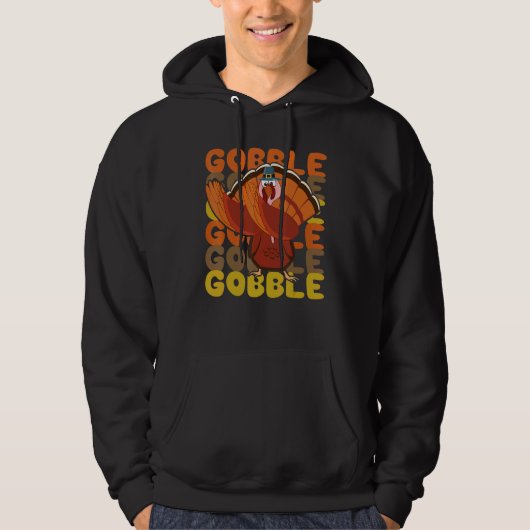 Gobble Dabbing Turkey Thanksgiving Day Pilgrim Boy Hoodie (Voorkant)