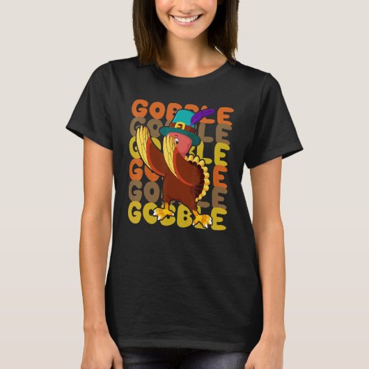 Gobble Dabbing Turkey Thanksgiving Day Pilgrim Boy T-shirt (Voorkant)