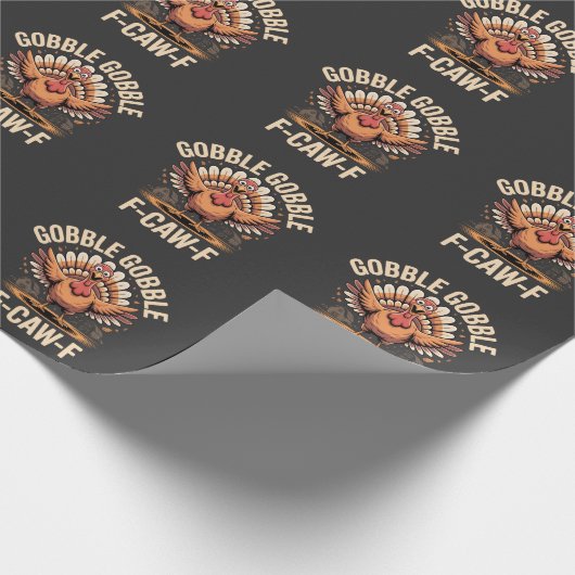 Gobble F-CAW-F Turkije Grappige Thanksgiving Cadeaupapier (Hoek)