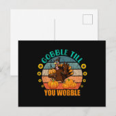 Gobble Family Kinder Matching Thanksgiving Pajama Briefkaart (Voorkant / Achterkant)