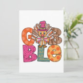 Gobble Funny Thanksgiving Turkije Diner Fun Kinder Kaart (Staand voorkant)