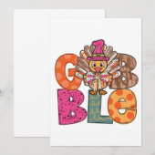 Gobble Funny Thanksgiving Turkije Diner Fun Kinder Kaart (Voorkant / Achterkant)