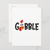 Gobble Funny Thanksgiving Turkije Feest Aankondigingskaart (Voorkant / Achterkant)