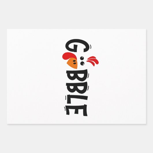 Gobble Funny Thanksgiving Turkije Feest Inpakpapier Vel (Voorkant)