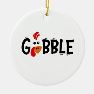 Gobble Funny Thanksgiving Turkije Feest Keramisch Ornament