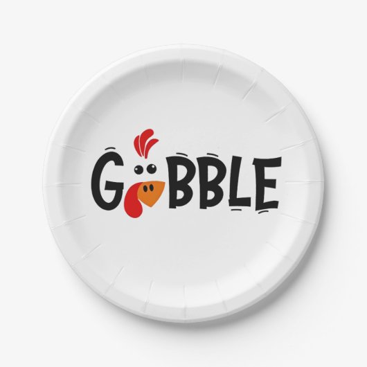 Gobble Funny Thanksgiving Turkije Feest Papieren Bordje (Voorkant)