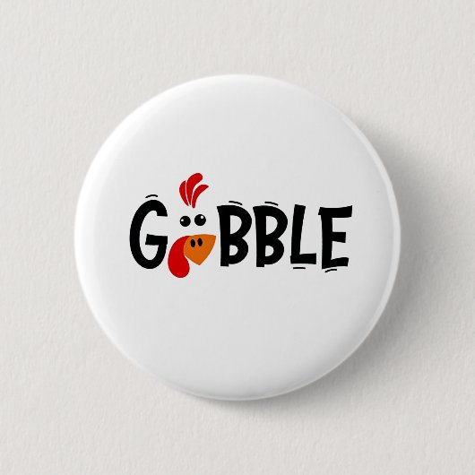 Gobble Funny Thanksgiving Turkije Feest Ronde Button 5,7 Cm (Voorkant)
